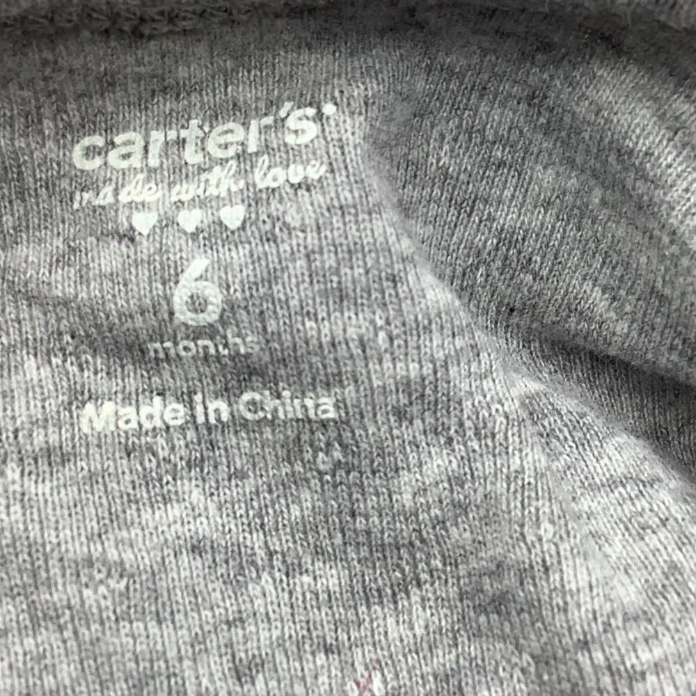 Lot of 3 Carter’s Baby‎ Girl Long Sleeve Bodysuits 6M Pink Purple Gray Cotton